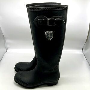 Kamik - Jennifer Black Recycled Rubber Waterproof Tall Rain Boots Size 6
